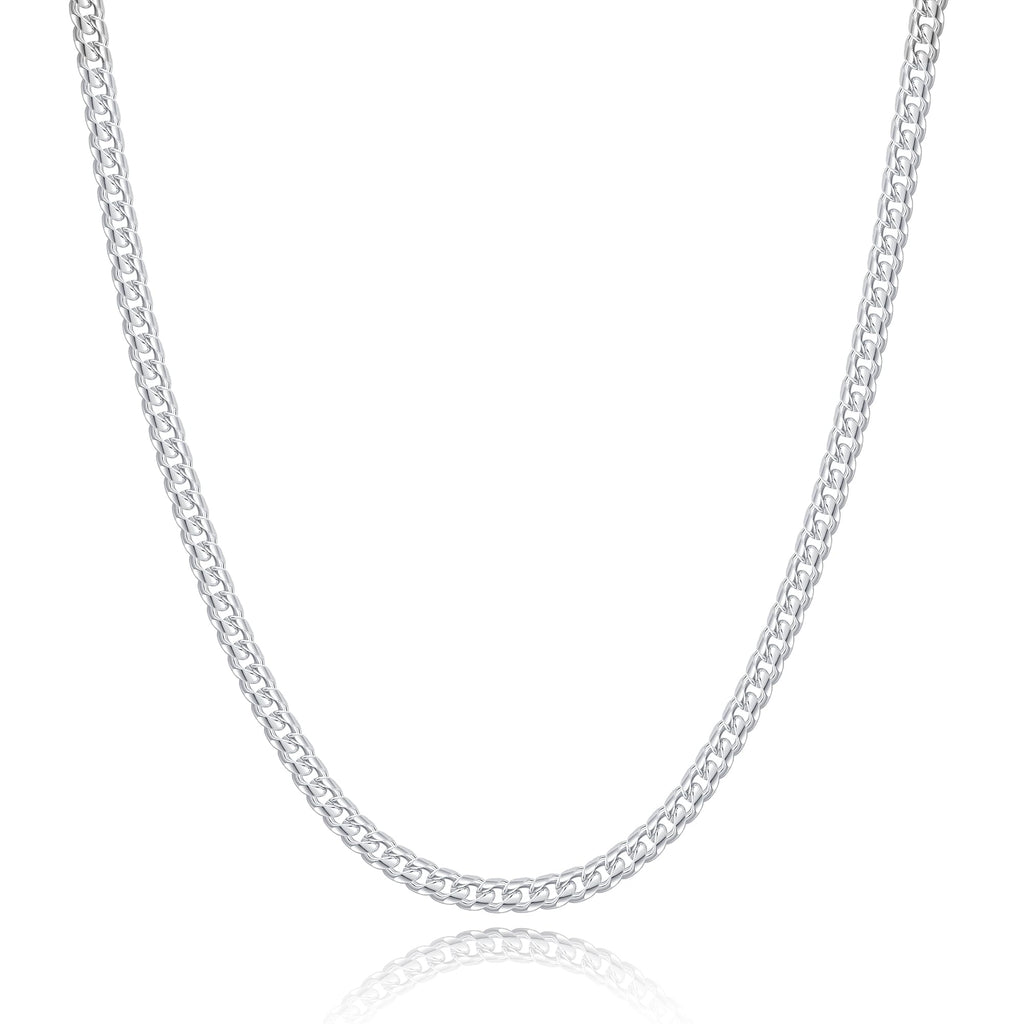 Silver Chain Silver Chain for Men - 20 Inch Silver Necklace Men Cuban Link Chain for Men 3mm Sterling Silver Chain for Men Mens Silver Chain Solid Mens Silver Necklace for Mens Jewelry Mens Gifts