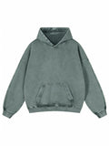 Adenorah Mens Hoodies Pullover Womens Oversized Y2K Fall Acid Wash Plain Cotton Heavyweight Hoodie Vintage Aesthetic Hooded Sweatshirt Green Large