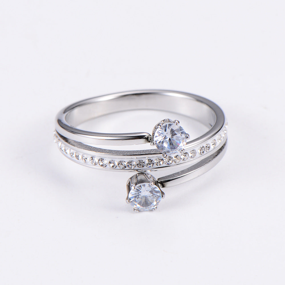 Elegant Spiral Zircon Ring for Women