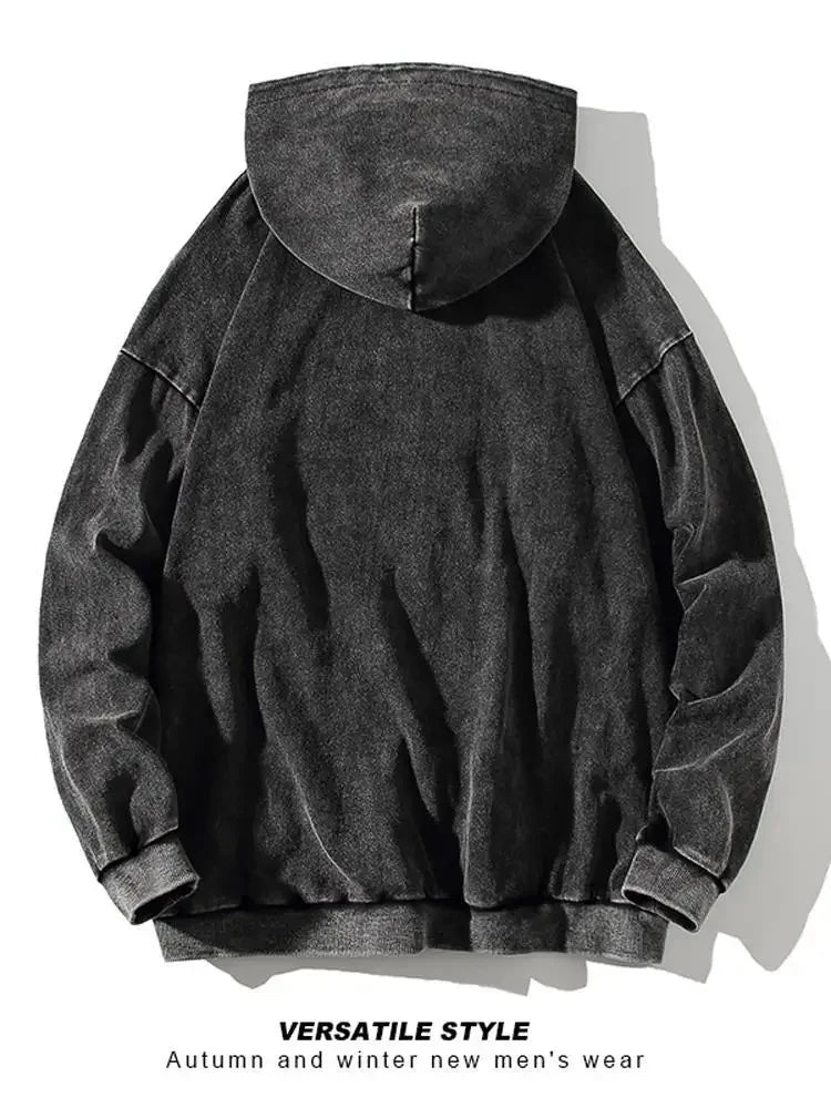 Customizable Retro Washed Cotton Oversized Hoodies