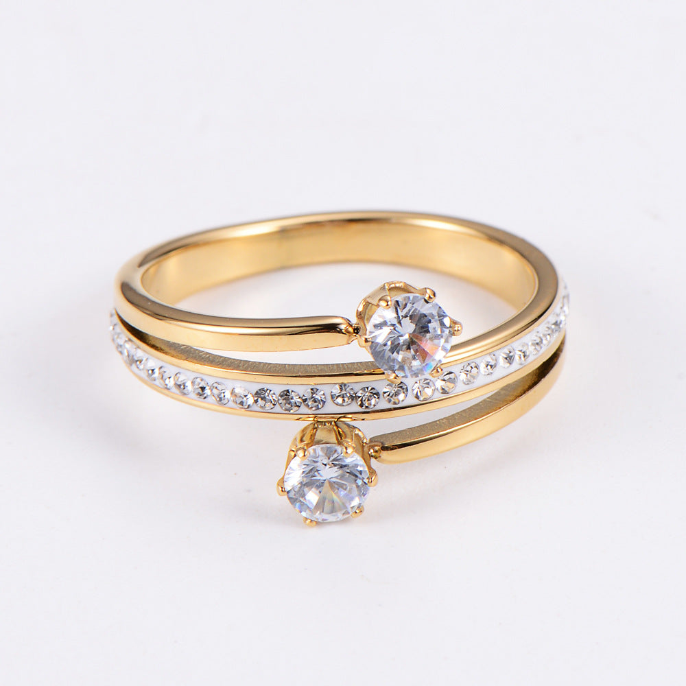 Elegant Spiral Zircon Ring for Women