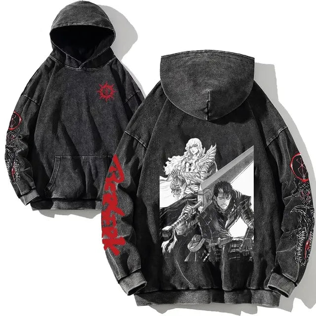 Customizable Retro Washed Cotton Oversized Hoodies