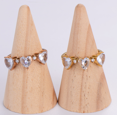 Stainless Steel Heart Ring with Zircon for Women